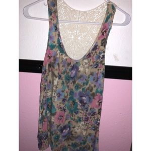 Floral crochet tank
